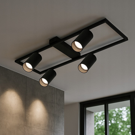 Żyrandol Lampa Oprawa Sufitowa Dekoracyjny 4x GU10 Czarny Masterled