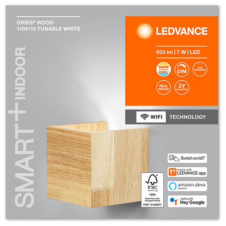 Kinkiet SMART+ WIFI Inteligentna lampa ścienna 7W ORBIS SWAN WOOD LEDVANCE