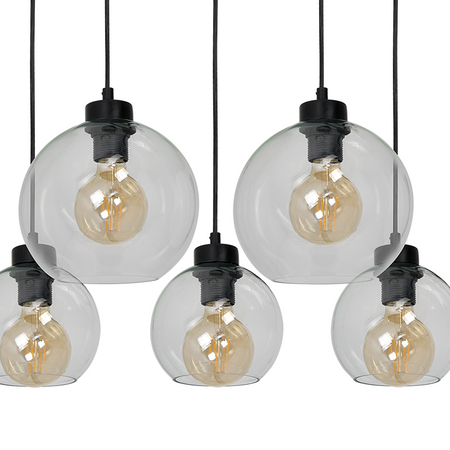 Lampa wisząca SOFIA 5xE27 MLP65900 Transparentny Klosz Kula Milagro Metal + Szkło