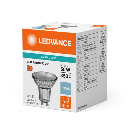 Żarówka LED PAR16 GU10 4.3W = 50W 350lm 6500K Zimna Biała 36° LEDVANCE