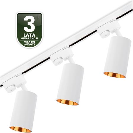 Zestaw Szyna Oświetleniowa Szynoprzewód 1,5m + 3x Reflektor Szynowy SAGI GU10 Biało Złoty LUMILED