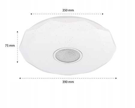 Plafon LED sufitowy łazienkowy 24W 3000-6500K Biały Okrągły Diament 39cm + Pilot