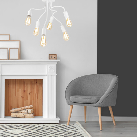 Lampa Sufitowa HILDA 6xE27 Biała LM-6.154 Lamkur