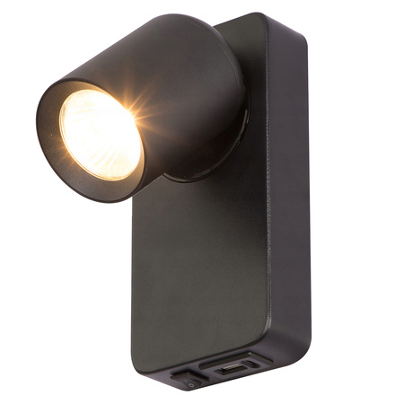 Kinkiet Ścienny Lampa Natynkowa do Czytania GU10 USB Czarny Matowy Timo Masterled