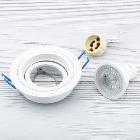 Oprawa HALOGENOWA Podtynkowa Ruchoma GU10 MR16 Okrągła Biała CASSIO LUMILED