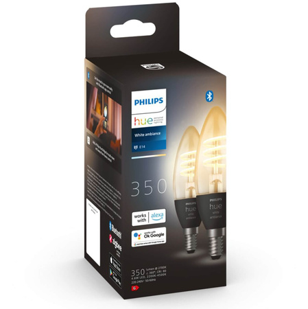 2PAK Żarówka LED Świeczka E14 B40 4,6W CCT PHILIPS HUE White & Ambiance Filament Bluetooth Zigbee