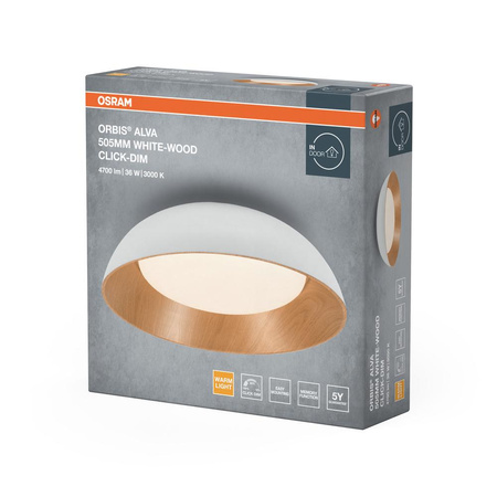 Plafon LED Lampa Sufitowa Natynkowa 36W 1600lm 3000K Ciepła 120° Biała Brązowa Ściemnialna Orbis Alva Osram