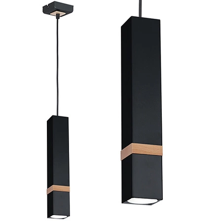 Lampa wisząca w stylu skandynawskim loft czarna MiLAGRO VIDAR 1x GU10 Metal + drewno