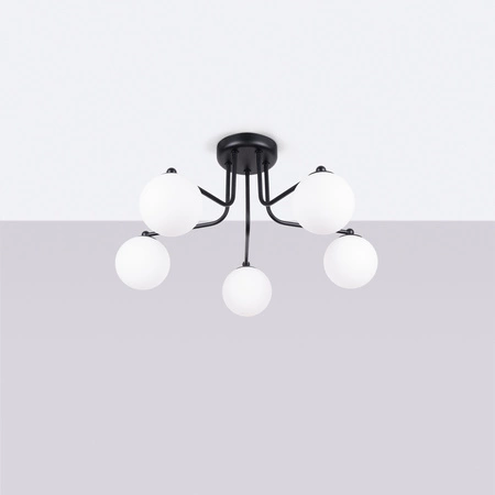 Lampa Wisząca Sufitowa Żyrandol 5x G9 Czarna Biała Astral French Sky SL.1663 Sollux