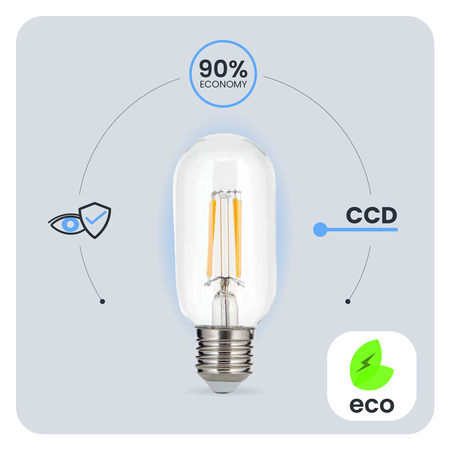 Żarówka LED E27 T45 FILAMENT 4W = 40W 470LM 3000K Ciepła 360° Ozdobna LUMILED