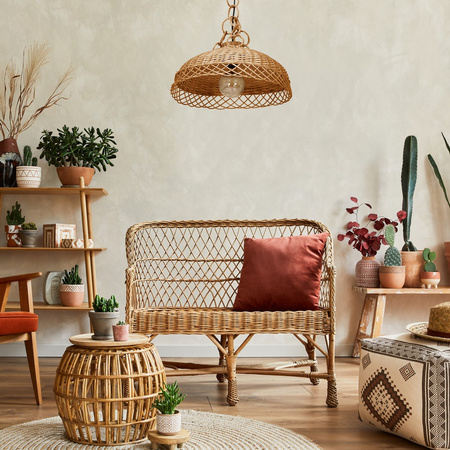 Lampa Wisząca Sufitowa VIMINI Wiklinowa 1xE27 Brązowa Milagro