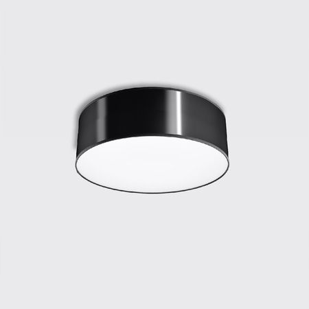 Lampa Sufitowa Plafon E27 Okrągła Czarna Minimalistyczna Arena Sollux