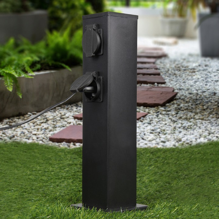 Słupek Ogrodowy Zewnętrzny Stojący 230V 40cm ONTARIO 4x Gniazdo Sieciowe