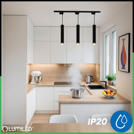 ZESTAW Szynoprzewód Listwa Szyna 1m + 3x Lampa Sufitowa Wisząca GU10 Oświetlenie Szynowe LUMILED