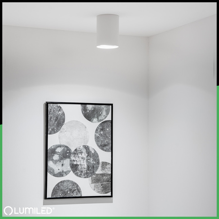 Oprawa Natynkowa HALOGENOWA Spot Tuba Ruchoma Okrągła Biała 115mm + Żarówka LED GU10 6W 120° 4000K AMAT-L LUMILED