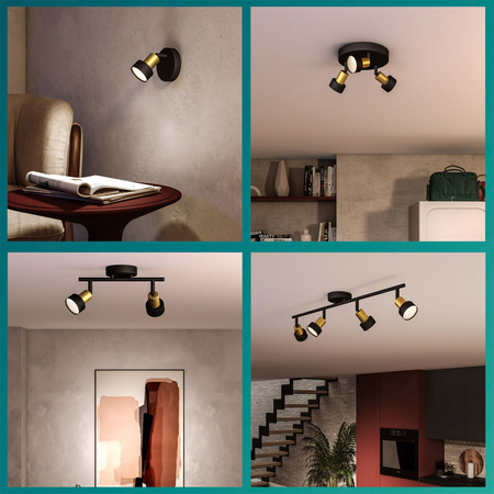 Lampa Sufitowa Reflektor 3x GU10 Czarna-Miedziana Conduit Philips