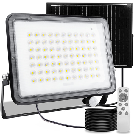 Naświetlacz Solarny LED Halogen 300W Lampa Ogrodowa 4000K IP65 Czujnik Ruchu PIR + Pilot FULGOR LUMILED