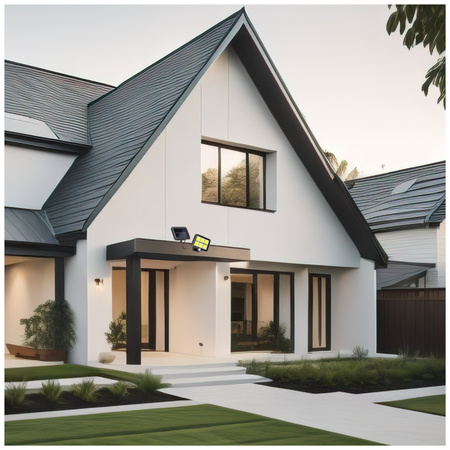 Naświetlacz LED Solarny Zewnętrzny Ogrodowy 2W lm 6000K Zimny z Czujnikiem Ruchu i Zmierzchu IP44 Czarny Prism Kobi