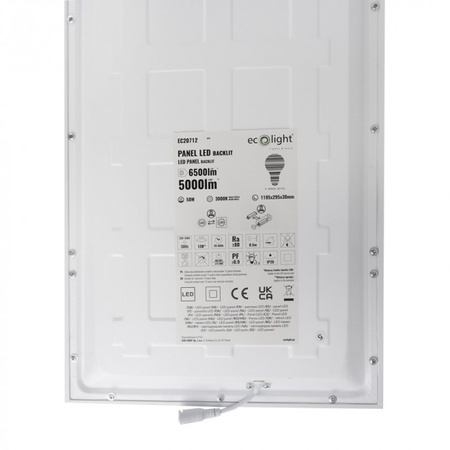 Panel LED 120x30 Kaseton Wpuszczany Podtynkowy 50W 6350lm 3000K Ciepła Biały Backlit Ecolight