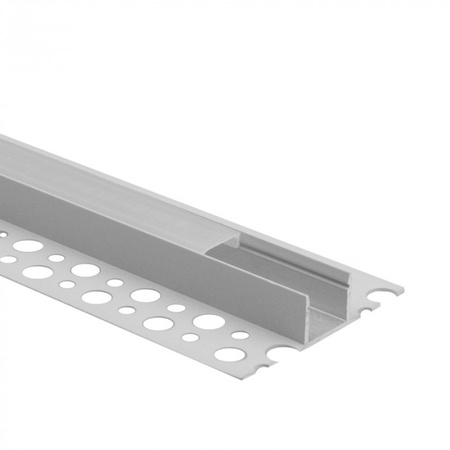 Profil Aluminiowy LED do Płyt GK Gipsowych REGIPS Podpłytkowy do Glazury Biały 1m z Kloszem Mroźnym do Taśm LED + Zaślepki seria GN Ecolight