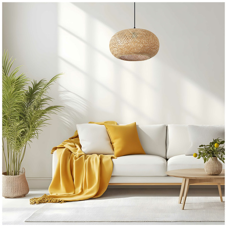 Lampa Wisząca Dekoracyjna Zwis Bambusowa E27 Boho Belmo Kobi