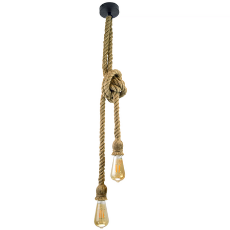 Lampa Wisząca Sufitowa ROPE 2xE27 SZNUR LOFT Vintage - GOLDLUX (Polux)
