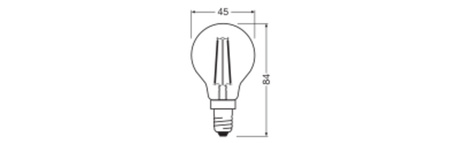 Żarówka LED P45 E14 2.5W = 25W 250lm 3000K Ciepła 300° Filament Performance Class Ledvance
