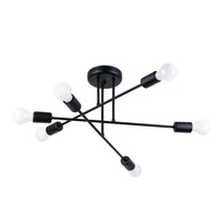 Lampa Sufitowa Oprawa Natynkowa Wisząca Zwis 6x E27 Żyrandol Nieregularna Czarna Nowoczesna Norah Sollux