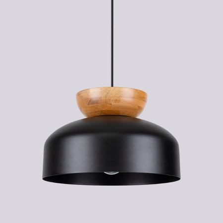 Lampa Sufitowa Wisząca Zwis E27 Okrągła Czarna Brązowa Skandynawska Marion Sollux