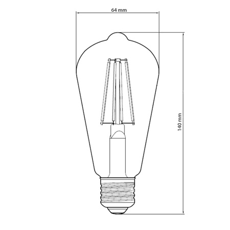 Żarówka LED E27 ST64 7W = 60W 806lm 2700K Ciepła Filament TOSHIBA