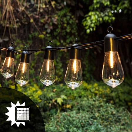 Girlanda Solarna Ogrodowa 20x LED Ozdobne Żarówki EDISON ST58 11,48m Ciepła 3000K EREMI LUMILED
