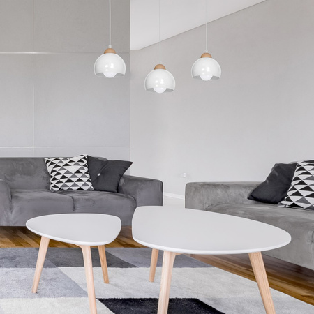 Lampa wisząca w stylu skandynawskim sufitowa biała MiLAGRO DAMA 3x E27 Drewno + metal