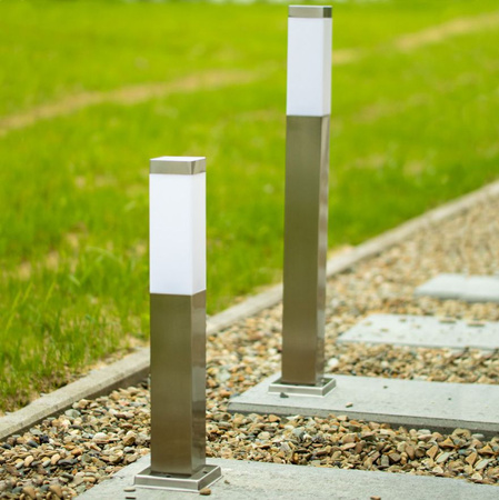 Lampa Ogrodowa oprawa KWADRATOWA SŁUPEK 1x E27 45cm srebrna IP44