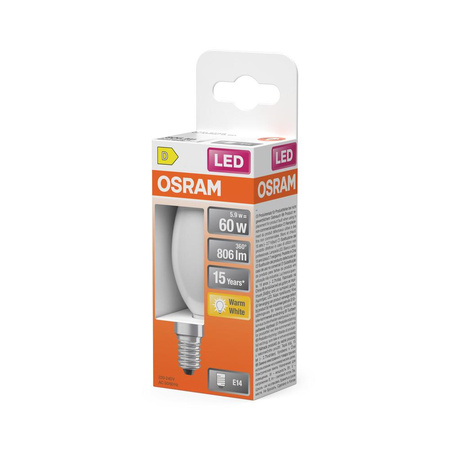 Żarówka LED B35 Świeczka E14 5.5W = 60W 806lm 2700K Ciepła 300° Retrofit Filament CLASSIC Osram
