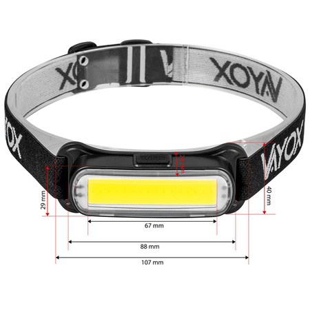 Latarka Czołowa Akumulatorowa 300lm COB LED 4 Tryby Pracy VAYOX