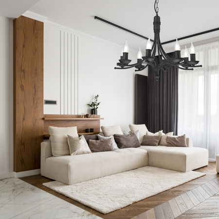 Lampa Wisząca Sufitowa LUCY 8xE14 Żyrandol Czarna Klasyczna LM-8.153 Lamkur