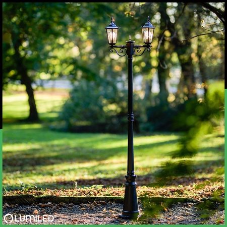 Lampa Ogrodowa Stojąca LED Słupek 2m 2x E27 Latarnia Zewnętrzna Dekoracyjna BELLIS LUMILED