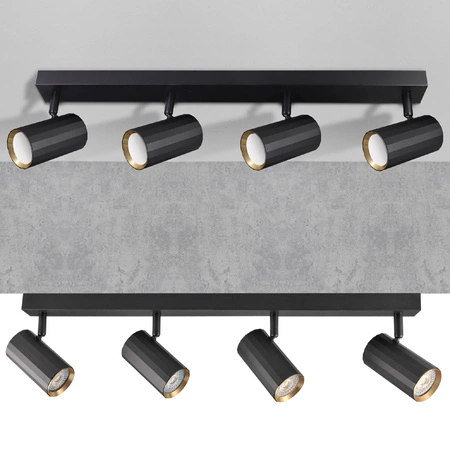 Oprawa Ścienno-Sufitowa Reflektor Punktowy 4x GU10 Czarna Złota NICEA Sanico Goldlux