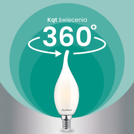 6x Żarówka LED E14 Świeczka BA35 2,2W 470lm = 40W 2700K Ciepła 360° Filament KLASA A LUMILED