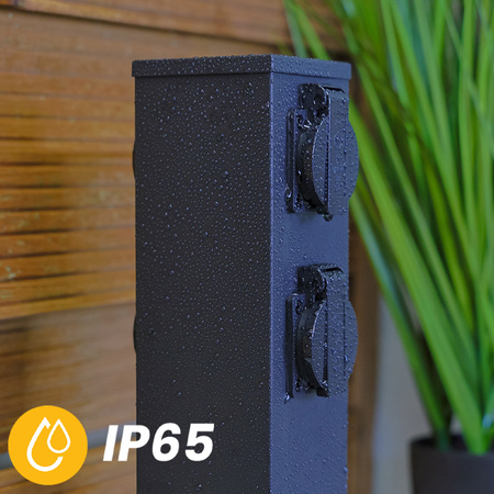 Słupek Ogrodowy IBERI Zewnętrzny Stojący 230V 40cm 4x Gniazdo Sieciowe LUMILED