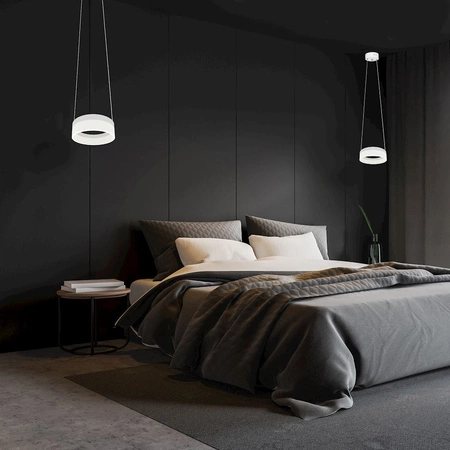 Lampa wisząca RING biały okrąg 12W LED IP20 Metal i akryl styl nowoczesny Milagro