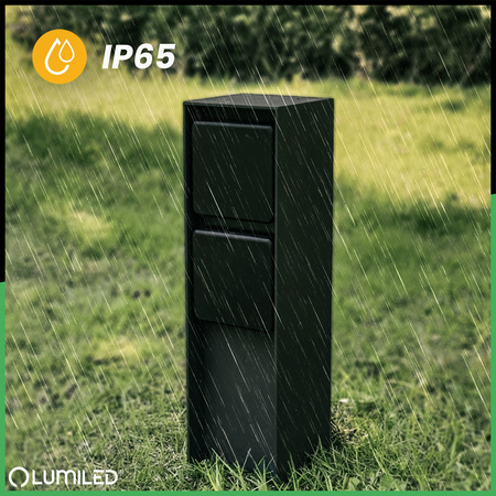 Słupek Ogrodowy IBERI Zewnętrzny Stojący 230V 2x Gniazdo Sieciowe IP65 LUMILED