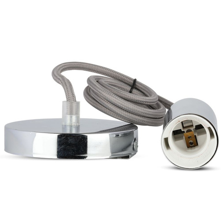 Lampa Wisząca Oprawa E27 Chromowy klosz z szarym kablem VT-7338 V-TAC