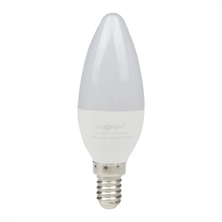 Żarówka LED Świeczka B37 E14 5W 450lm 6500K Zimna Ecolight