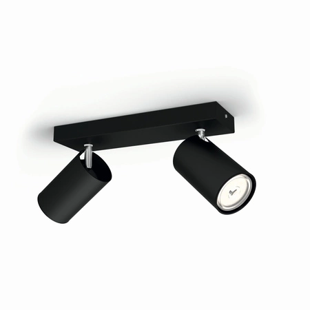 Lampa Sufitowa Reflektor 2x GU10 Czarna Kosipo Philips