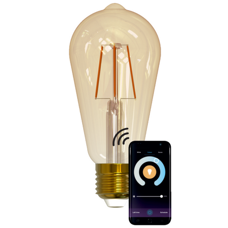 Żarówka LED E27 ST64 5,5W 470lm 1800K-2700K 320° Filament GOLDLUX (Polux) Smart WiFi TUYA