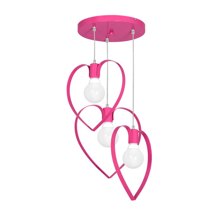 Lampa wisząca AMORE 3xE27 Serce Dziewczęca Ciemny Róż MLP9957 Milagro Metal