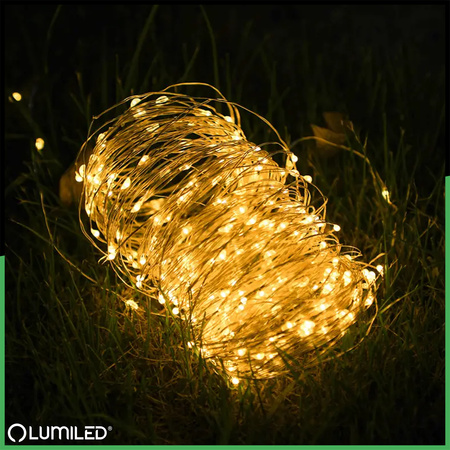 Girlanda Solarna Ogrodowa 100x LED Ozdobne Druciki 12m 2700K Ciepła + PILOT FILO LUMILED