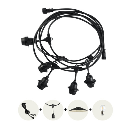 Girlanda Ogrodowa Zewnętrzna Łańcuch Świetlny 5x E27 Czarna IP44 5m Crete Kobi