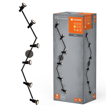 Lampa Sufitowa Ścienna LED Spot Reflektor 6-Punktowy Regulowany 20.4W GU10 Czarny LEDVANCE